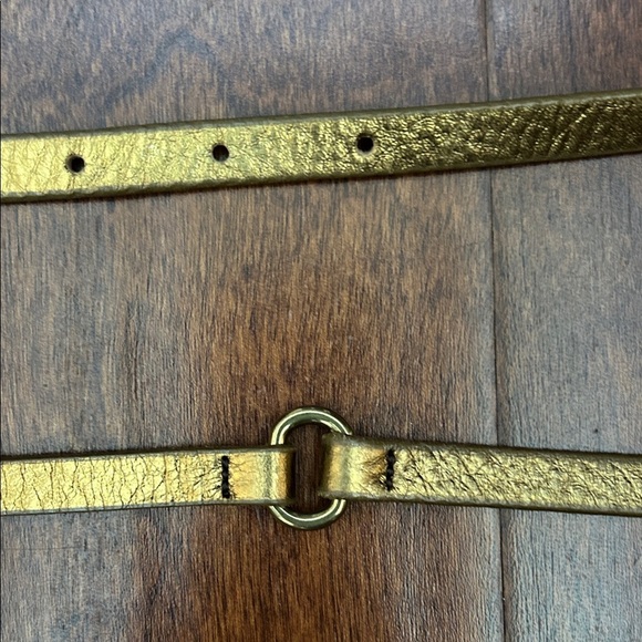 J. Crew Women’s Skinny Gold Bronze Leather Belt, Size Large - Picture 9 of 16